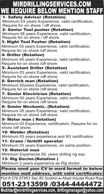 Mir Drilling Services Jobs 2014 Latest in Oil and Gas Sector