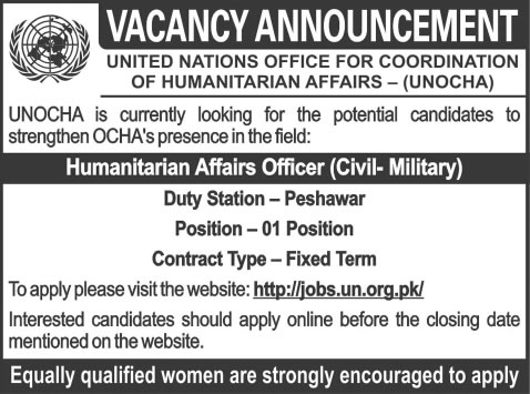 United Nations Office for the Coordination of Humanitarian Affairs Jobs 2014 February for Humanitarian Affairs Officer