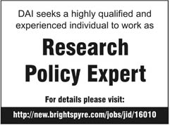 DAI Pakistan Jobs 2014 for Research Policy Expert