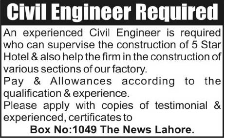 Civil Engineering Jobs in Lahore 2014 May Latest