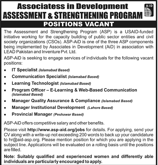ASP AiD Jobs 2014 June Assessment & Strengthening Program - Associates in Development