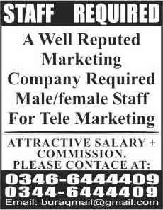 Telemarketing Jobs in Islamabad 2014 August in Marketing Company