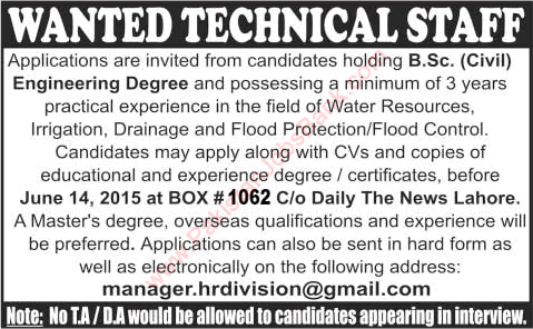 Civil Engineering Jobs in Lahore 2015 June Latest