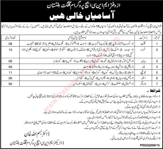 Community Midwife Jobs in MNCH Program Gilgit Baltistan 2015 June Midwifery Courses Latest