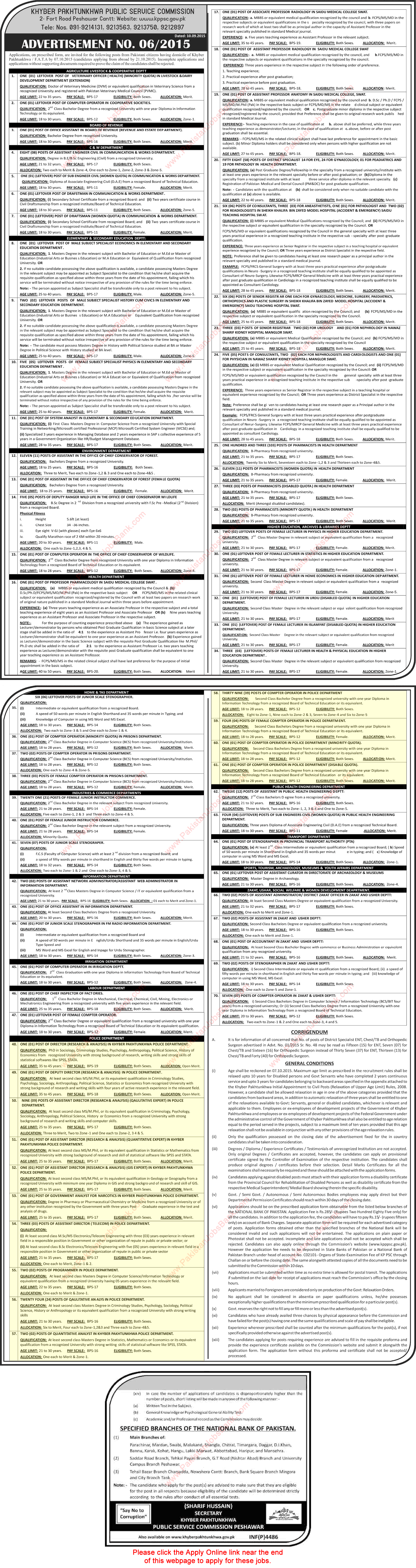 KPK Police Jobs September 2015 KPPSC Apply Online Computer Operator, Qualitative Analyst & Others in Police Department