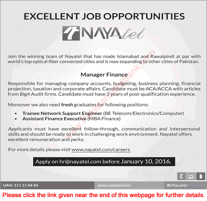 Nayatel Jobs 2016 / December 2015 in Islamabad & Rawalpindi Latest