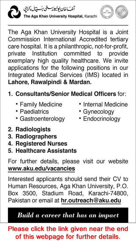 Aga Khan University Hospital Jobs May 2016 Medical Officers / Consultants, Nurses & Others Latest