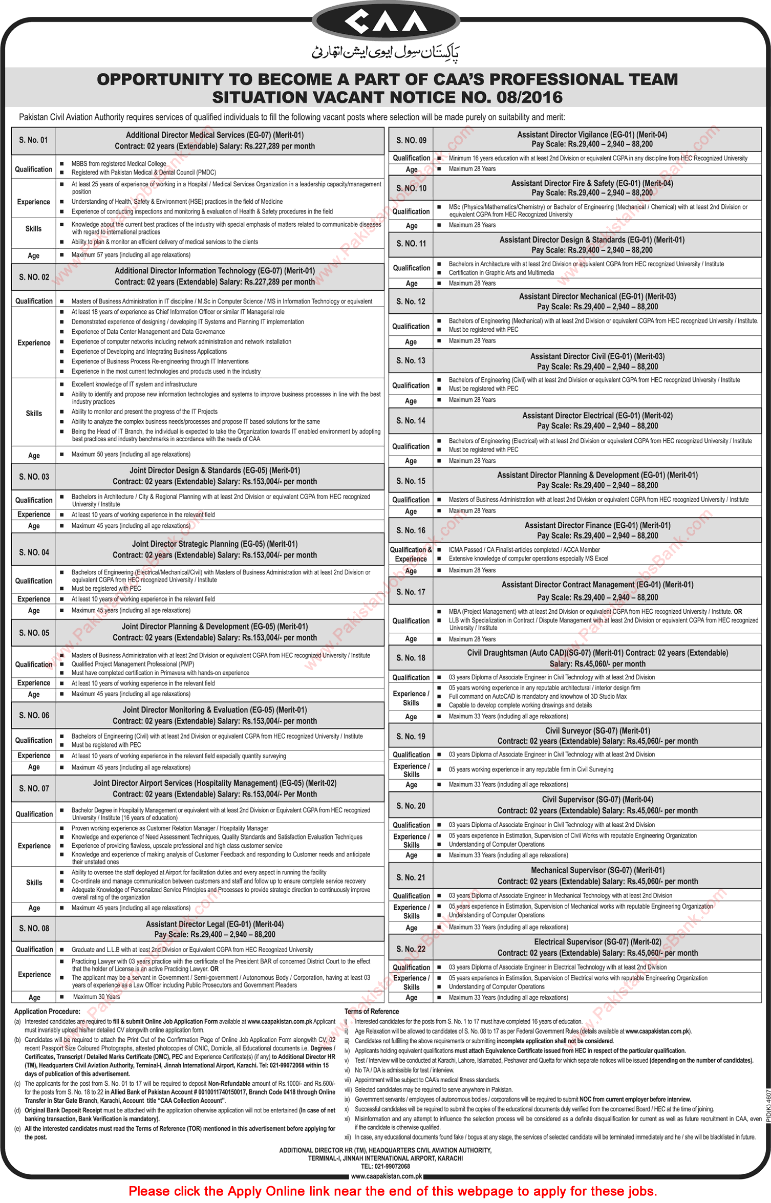 Civil Aviation Authority Pakistan Jobs June 2016 CAA Online Application Form Latest / New