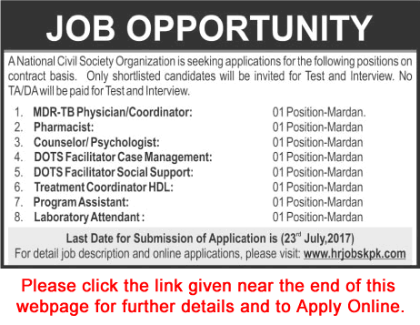 National Civil Society Organization Jobs 2017 July Mardan Apply Online Latest