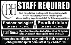 Bilal Hospital Rawalpindi Jobs April 2018 Nurses & Specialist Doctors Latest