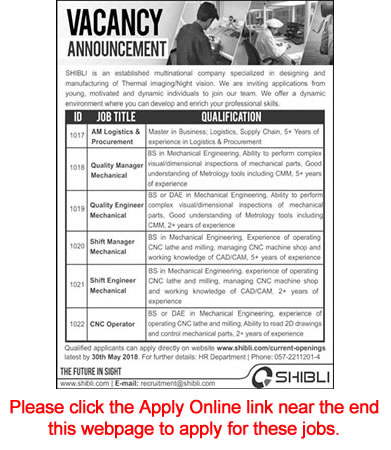 Shibli Electronics Islamabad Jobs May 2018 Apply Online Mechanical Engineers & Others Latest