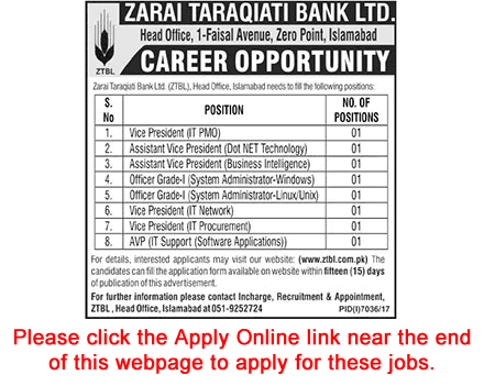 ZTBL Jobs June 2018 Apply Online Assistant / Vice Presidents & Officer Grade-I Latest