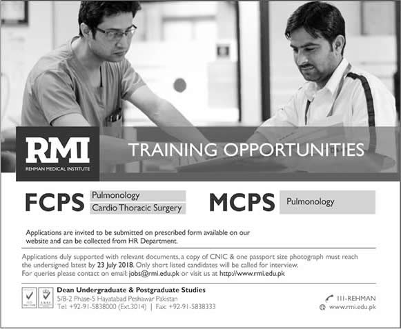 Rehman Medical Institute Peshawar FCPS / MCPS Training July 2018 RMI Latest