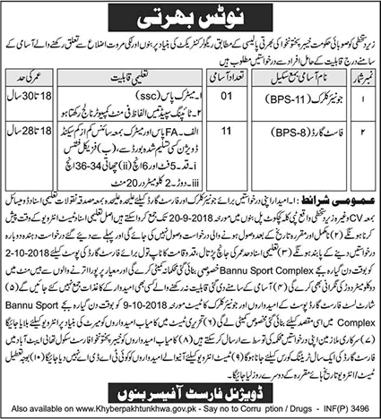 Forest Department Bannu KPK Jobs September 2018 Forest Guards & Clerk Latest