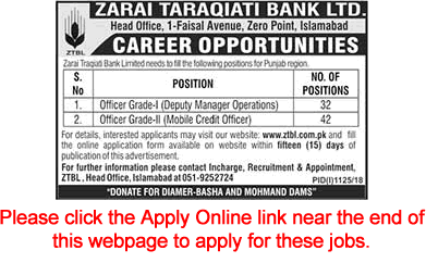 ZTBL Jobs September 2018 Apply Online Mobile Credit Officers & Deputy Managers Operations Latest