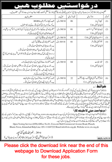 District and Session Court Bajaur Jobs 2019 April OTS Application Form Clerks & Others Latest