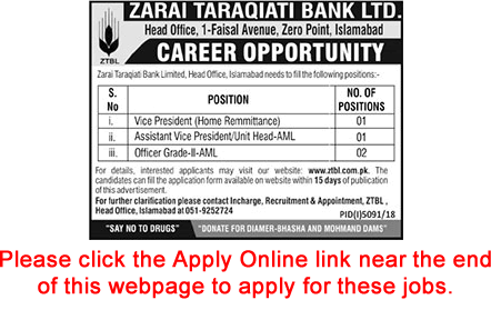 ZTBL Jobs April 2019 May Apply Online Officer Grade-II & Assistant / Vice Presidents Latest