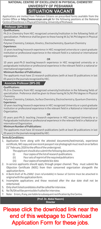 University of Peshawar Jobs 2020 January Application Form Teaching Faculty Latest