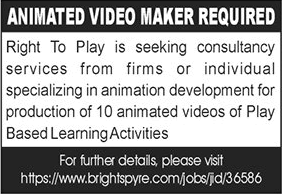 Animated Video Maker Jobs in Islamabad 2020 April Right to Play Latest