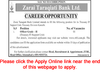 Officer Grade-II Jobs in ZTBL May 2020 June Apply Online Zarai Taraqiati Bank Limited Latest