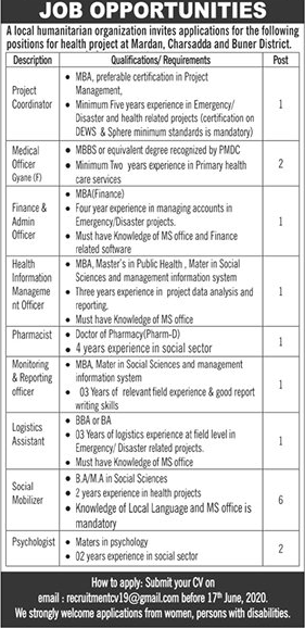 NGO Jobs in KPK June 2020 Social Mobilizers & Others Latest