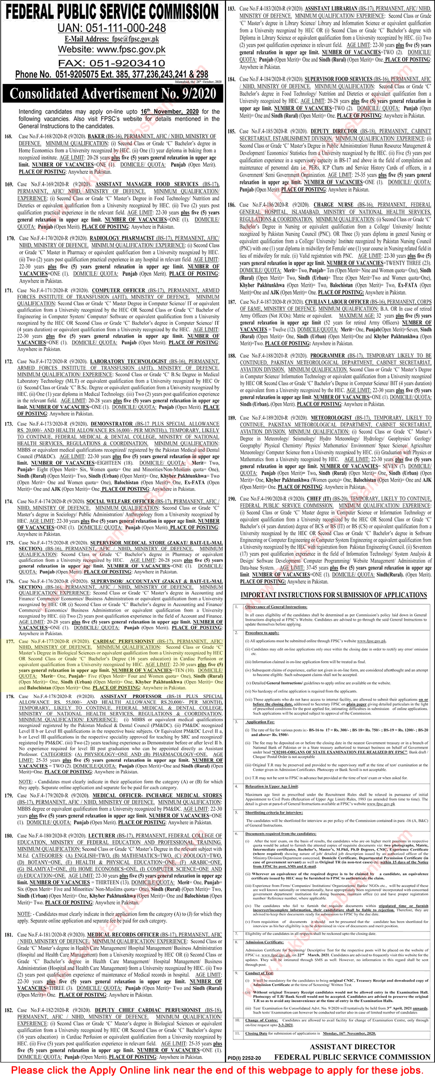 Cardiac Perfusionist Jobs in AFIC / NIHD 2020 November FPSC Online Apply Latest