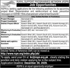 Rural Support Programmes Network Jobs December 2020 RSPN Social Mobilizers & Others Latest