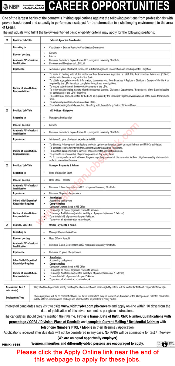 NBP Jobs December 2020 Apply Online National Bank of Pakistan Latest