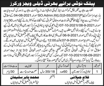 Sanitary Worker / Sewerman Jobs in Tehsil Council Jahanian 2021 September Latest