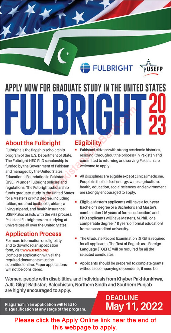 Fulbright Scholarship Pakistan 2023 Apply Online USEFP Scholars Program Latest