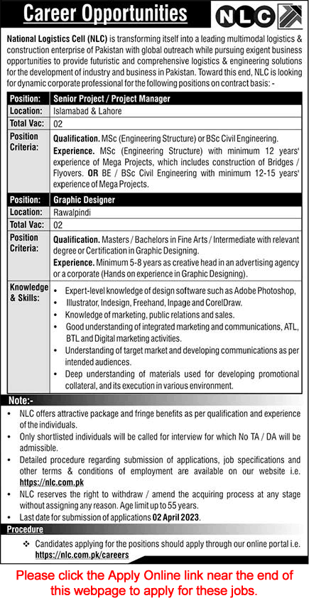 NLC Jobs 2023 March Apply Online Project Manager & Graphic Designer Latest