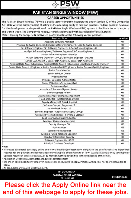 Pakistan Single Window Jobs June 2023 PSW Apply Online Software Engineers, Data Analysts & Others Latest