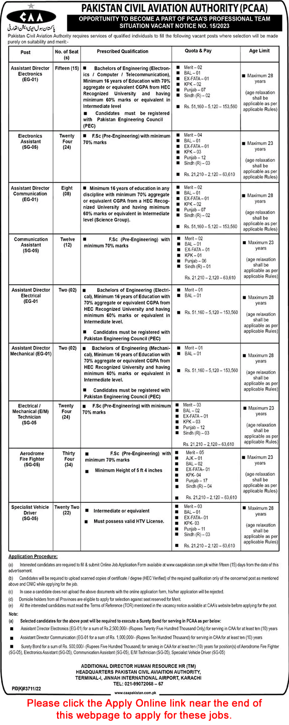 Civil Aviation Authority Pakistan Jobs June 2023 July Apply Online Aerodrome Fire Fighters, Electronics Assistants & Others Latest