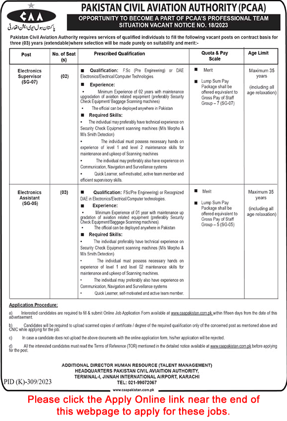 Electronics Supervisor / Assistant Jobs in Civil Aviation Authority Pakistan July 2023 August Apply Online CAA Latest