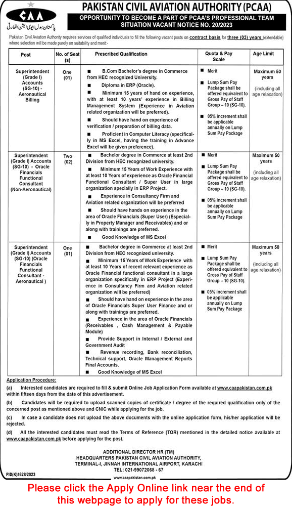 Superintendent Jobs in Civil Aviation Authority Pakistan August 2023 Apply Online CAA Latest