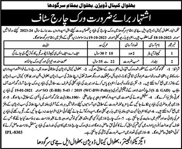 Irrigation Department Sargodha Jobs 2023 October Bhalwal Canal Division Computer Operators & Baildar Latest