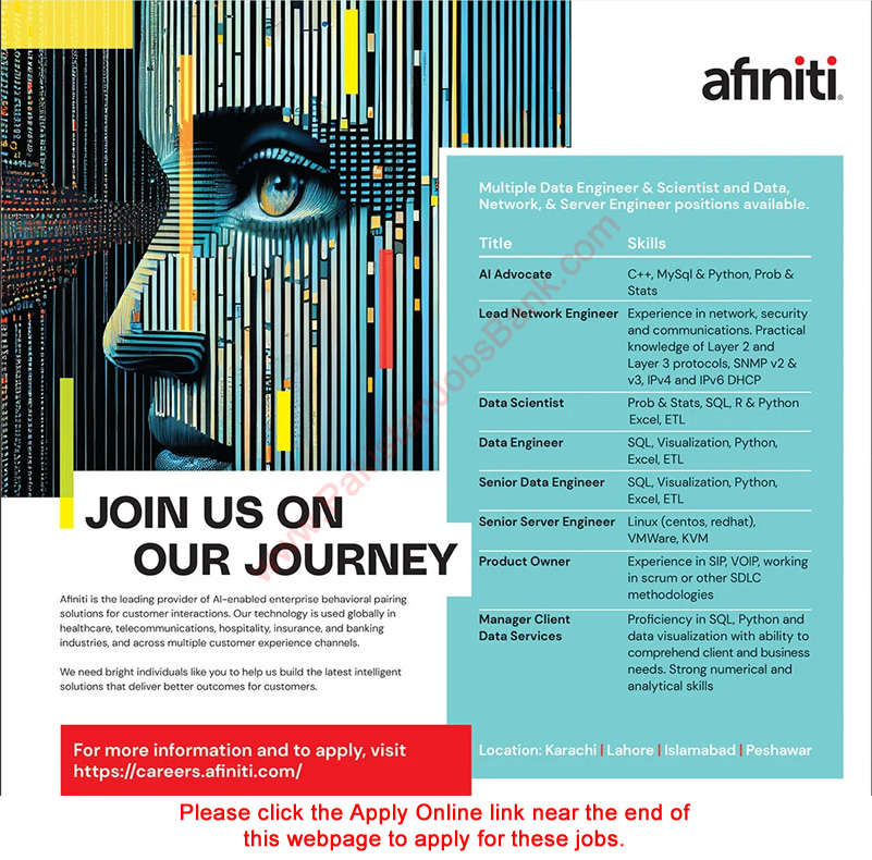 Afiniti Pakistan Jobs November 2023 Apply Online Data Engineers & Others Latest