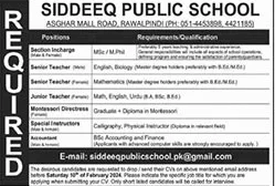 Siddeeq Public School Rawalpindi Jobs 2024 February Teachers & Others Latest