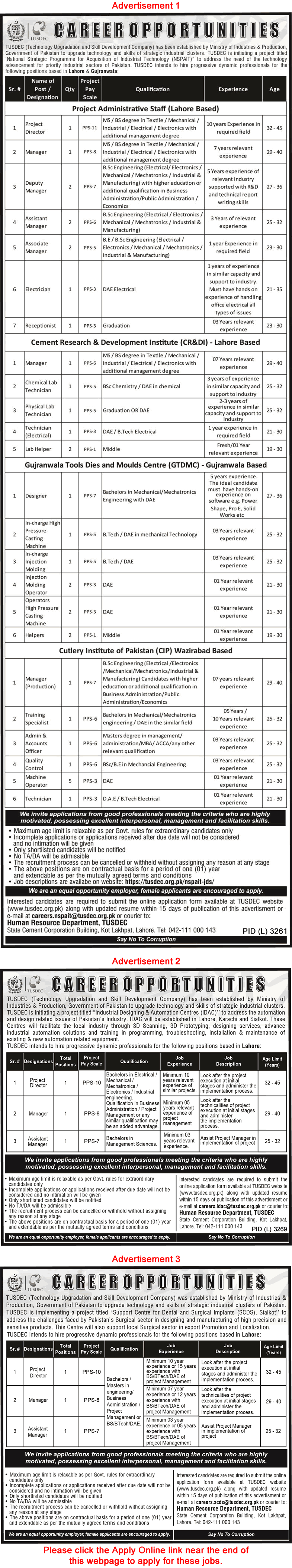 TUSDEC Jobs 2024 April Apply Online Technology Upgradation and Skill Development Company Latest