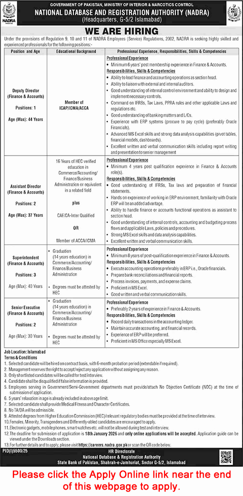 NADRA Jobs 2026 Apply Online Deputy / Assistant Directors & Others Latest