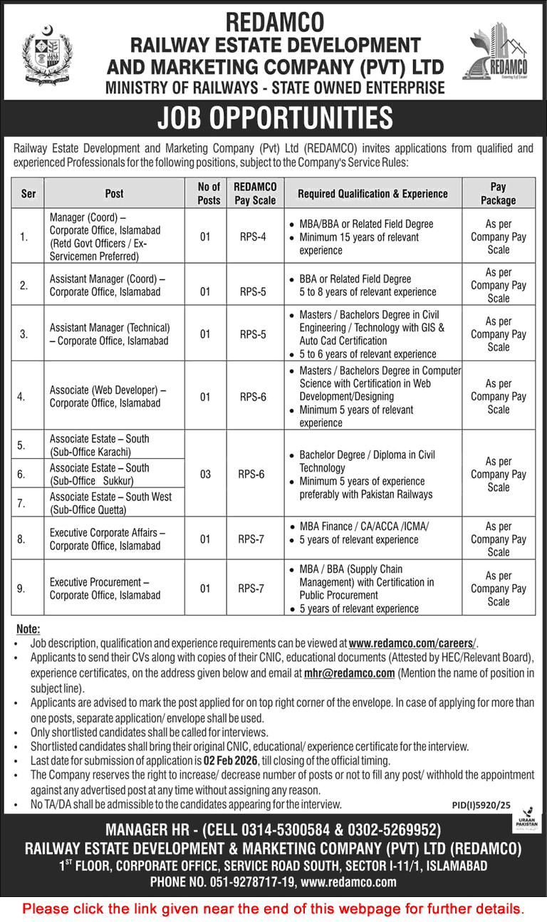Railway Estate Development and Marketing Company Jobs 2026 Assistant Managers, Associates & Others REDAMCO Latest