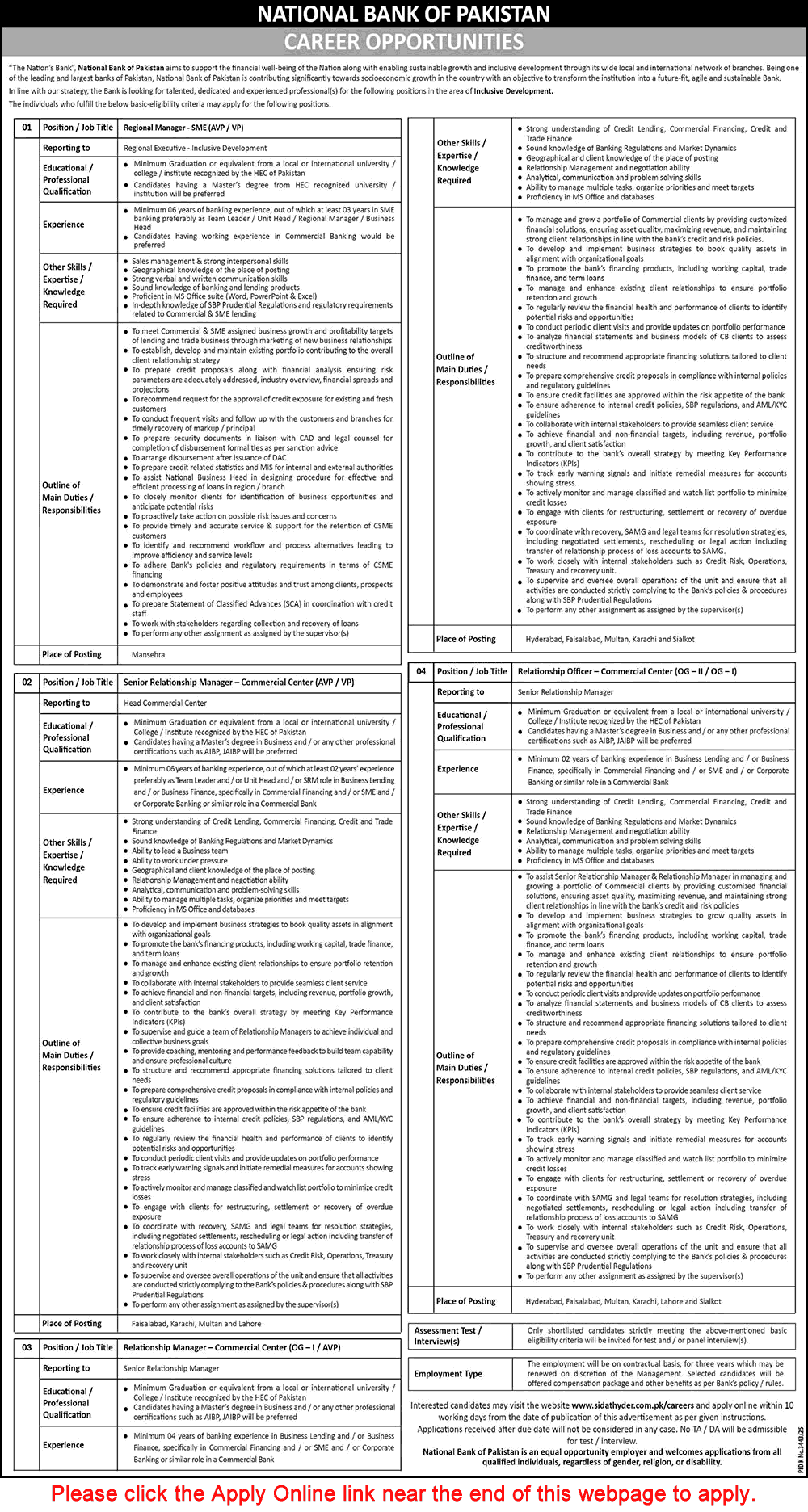 National Bank of Pakistan Jobs May 2026 Apply Online Relationship Officers / Managers & Others Latest